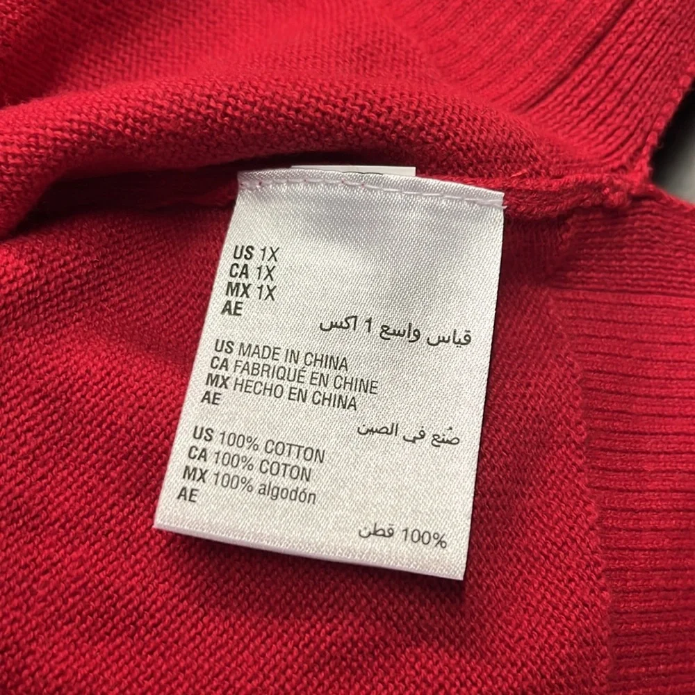 NWT Karen Scott Red Front Seam Mock Neck Cotton Sweater